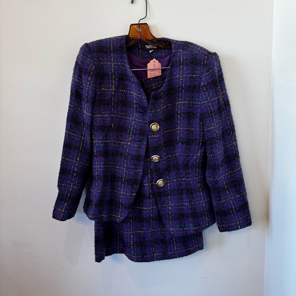 Vintage Purple Plaid Women's Jacket